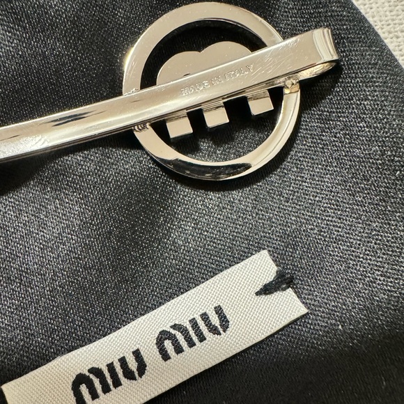 Miu Miu M Logo Crystal Hair Pin Clip - Picture 3 of 5